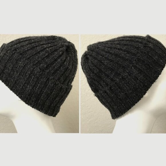 Rib Knit Scarf & Hat Set, Dark Charcoal Gray - Picture 10 of 11